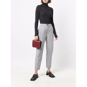 12 STOREEZ 12STOREEZ PLEATED ZIP-HEM WOOL TROUSERS PANTS- GREY SIZE XS